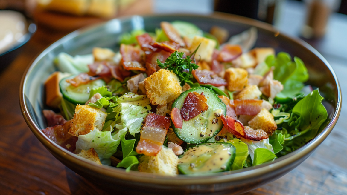 Salade met spekjes en croutons